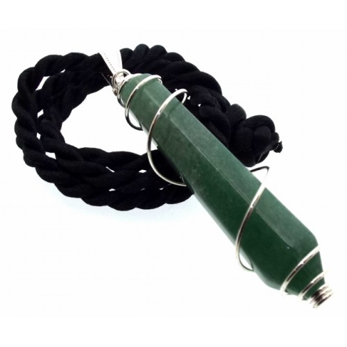 Green Aventurine Crystal Wand Spiral Pendant